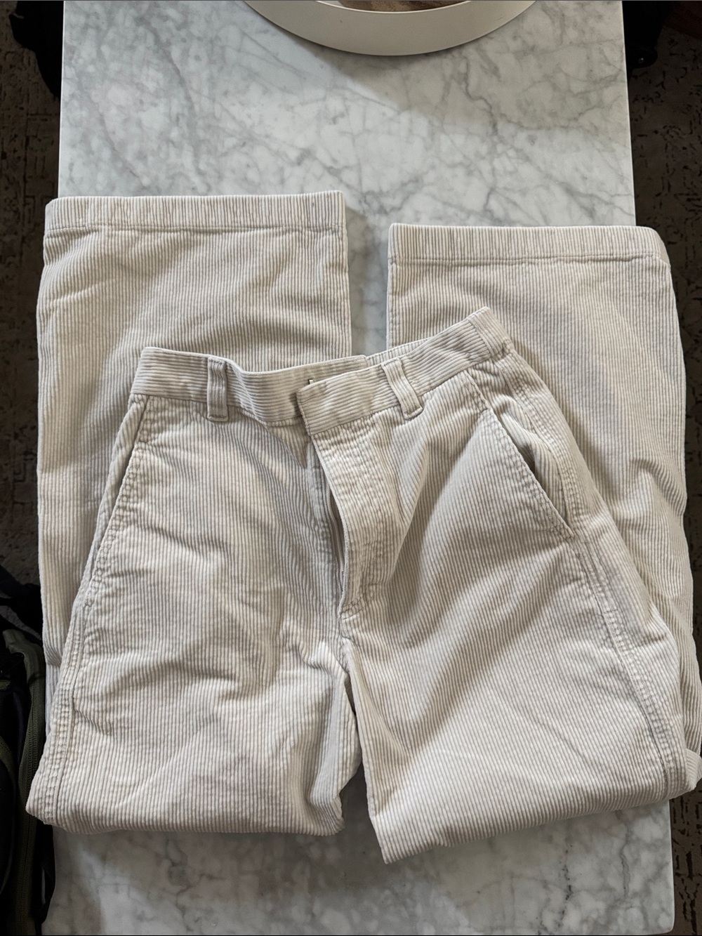 Uniqlo cream ecru wide leg Corduroy Pants womens XS